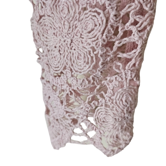 Zara pink knit crochet  top blouse cropped size L. - Picture 4 of 7